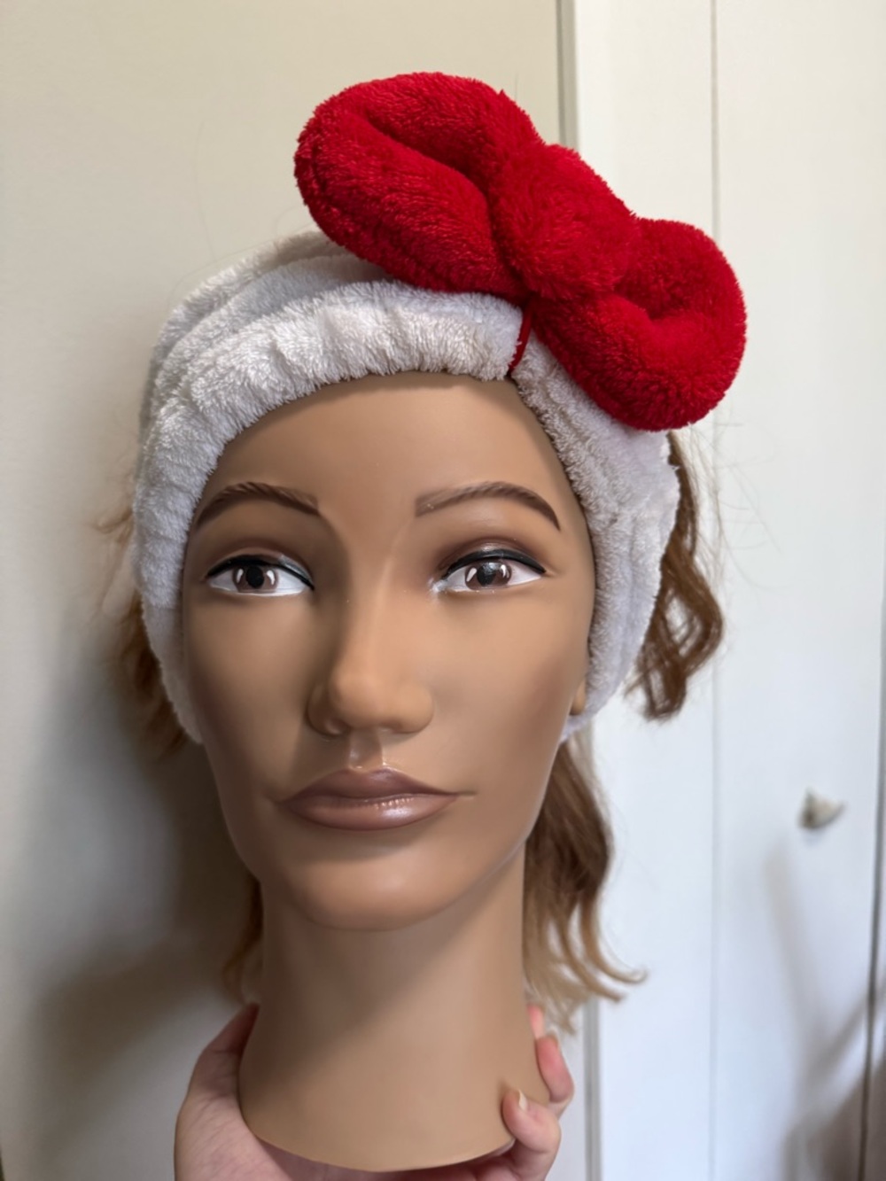 Hello Kitty White Plush Headband with Red Bow